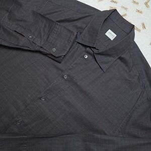 Armani Collezioni Men's Plaid Button Down Shirt Long Sleeve Cotton Dress Shirt